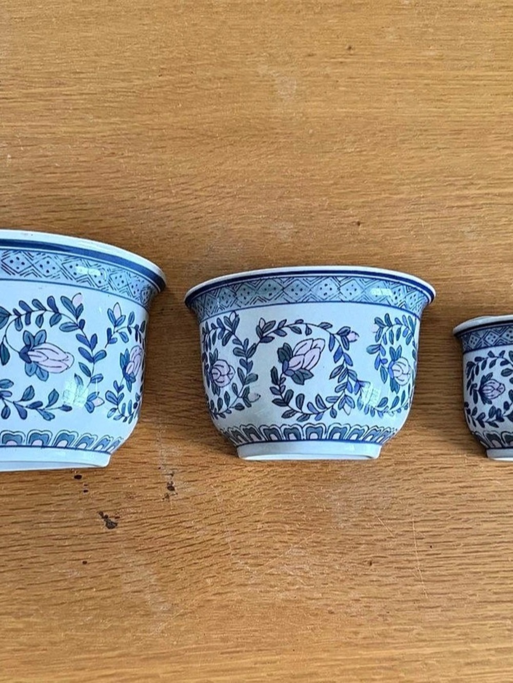 Floral Ceramic Wall Planter Set Blue & Pink